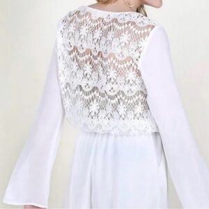 Altar'd State White Romper with Intricate Boho Lace Back Size Small